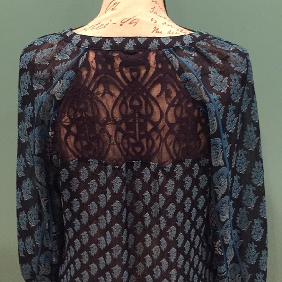 Zac & Rachel Tops - Zac & Rachel tunic , 3/4 sleeves,sheer aqua /navy